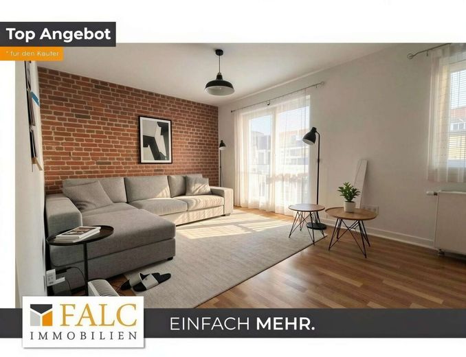Charmante 2-Zimmer-Wohnung mit Balkon - vermietet und ideal für Kapitalanleger – Wohnzimmer - (KI generiert) - (KI generiert)