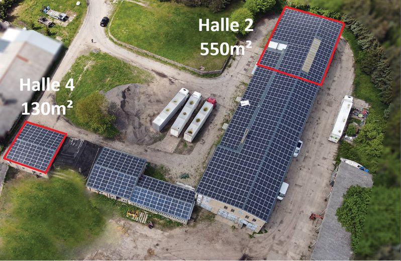 2 Hallen mit Kran, Werkstatt & Büroräumen im Industrie-Mischgebiet im Raum 17389 Anklam zu vermieten – Draufsicht & Gelände