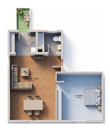Schöne  2-Zi-DG-Wohnung mit Einbauküche und kleiner Dachterasse in Bogen Zentrum (1012) – Grundriss 1
