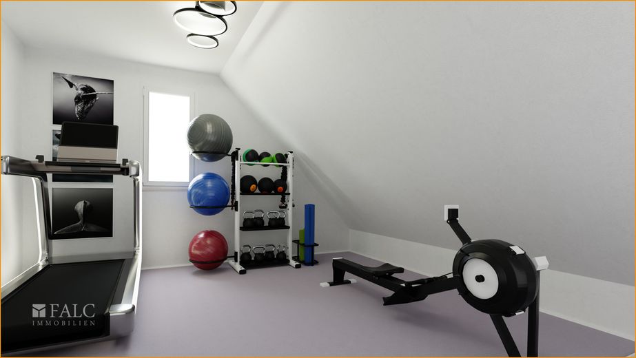Visualisierung Fitnessbereich Dachgeschoss