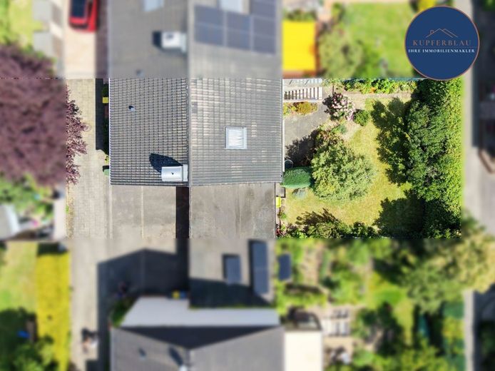 Familienidylle in Köln-Porz/Urbach - Doppelhaushälfte mit Garten und Garage auf Erbpacht – Luftaufnahme