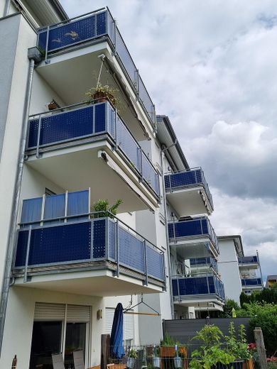 ETW (3 Zimmer/103,23qm) Neu-Ulm/Wiley - charmant, hell, in Premium-Lage(Peter Biebl Park) – Hausrückseite - Balkonseite