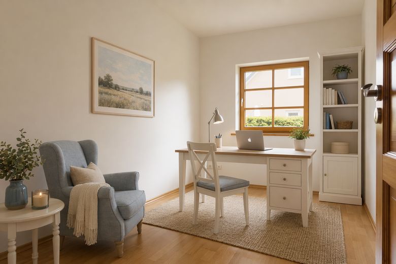 Ihr neues Zuhause auf Rügen? 130m² auf einer Ebene im Ostseebad Glowe, provisionsfrei vom Eigentümer – Zimmer 2 mit KI eingerichtet