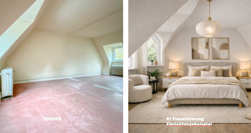 Schlafzimmer unter dem Dach