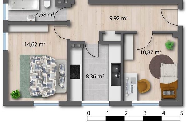 Attraktive 3-Zimmer-Wohnung mit Loggia im 1. Obergeschoss