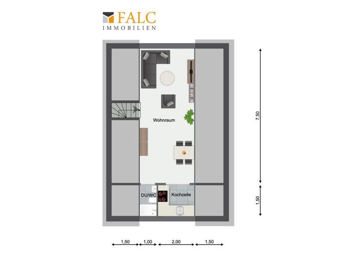 Fachwerkhaus im Zentrum: 8 x Zi - 3 x Kochen - 3 x Du.Ba. - 1 x Innenhof - FALC Immobilien Göttingen – Grundriss DG