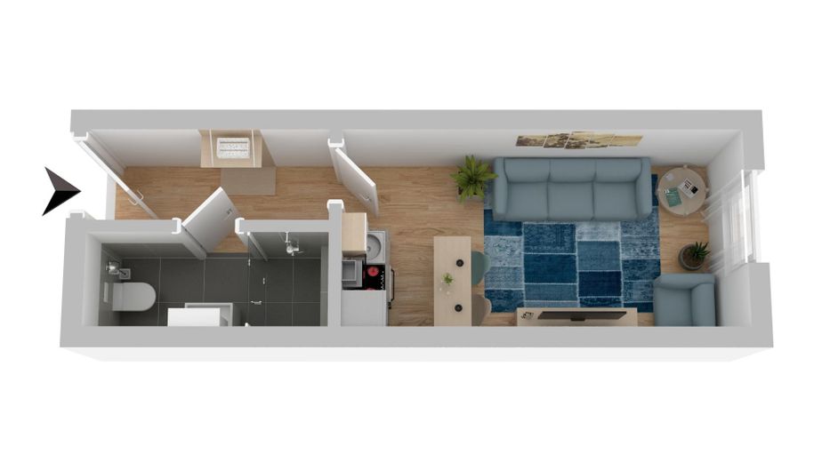 Appartement d’affaires intelligent : meublé avec élégance et modernisé (loyer tout compris) – Grundriss
