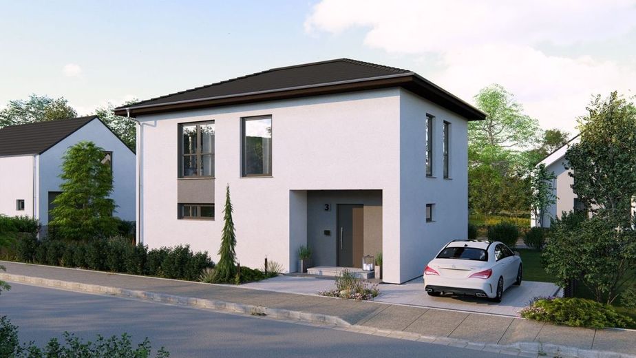 ARCHITEKTUR MIT WEITBLICK – Ansicht Eingang Walmdach