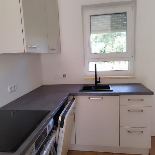 2-Zimmer-Erstbezug im Holzmassivhaus – mit Balkon & hochwertige Ausstattung – Küche mit Spüllmaschine
