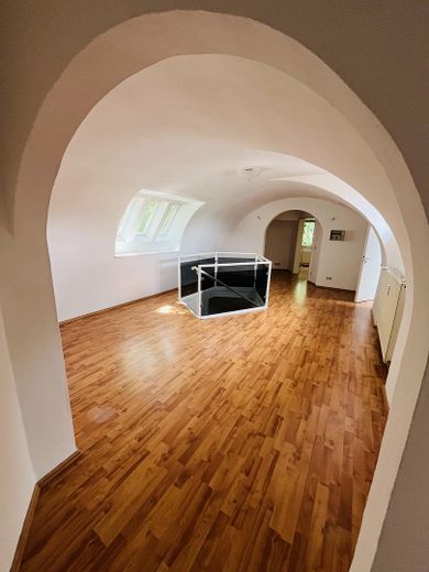 Dachterrasse mit Blick ins Grüne. Ganz oben. Ganz für sich. Ganz ruhig. Mitten im Wasserviertel. – Flur