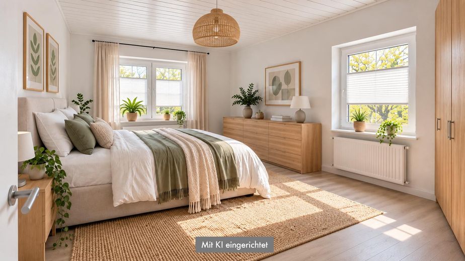 Architekten-Bungalow mit großem Grundstück und Baupotenzial – Schlafzimmer neu eingerichtet 