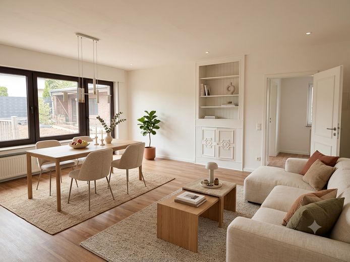 Großzügige 2-Zimmer-Erdgeschosswohnung mit eigener Terrasse, Garten & Garage in Duisburg-Baerl – Wohnzimmer (staged)