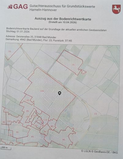 vrijstaand huis op een toplocatie in Bad Münder – Bodenrichtwertkarte 