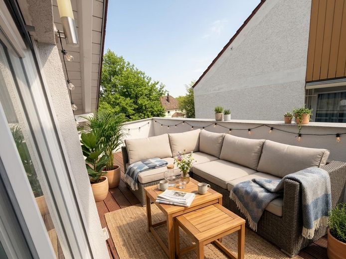 Gelegenheit: Pflegeleichte Terrasse 190 m² Raumwunder mit Sauna & Homeoffice Möglichkeit – Foto 15