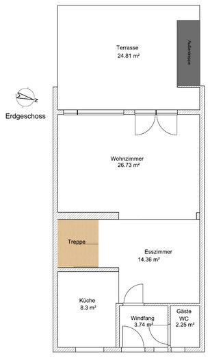 Sogno per la famiglia ai margini del bosco - casa a schiera completamente ristrutturata con terrazza soleggiata e possibilità di ampliamento – Grundriss EG