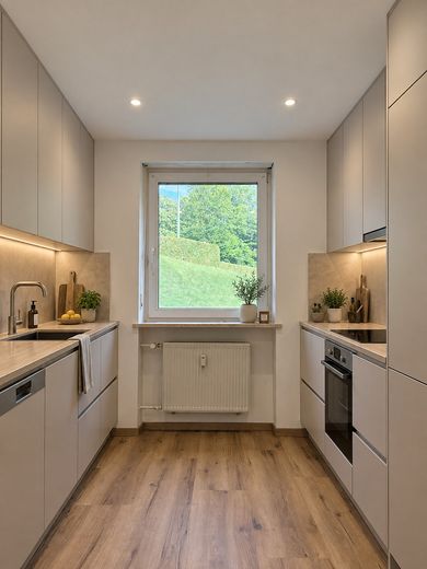 Frisch modernisierte 3-Zimmer-Wohnung mit Loggia – sofort bezugsfrei und Provisionsfrei – Küche mit KI möbliert