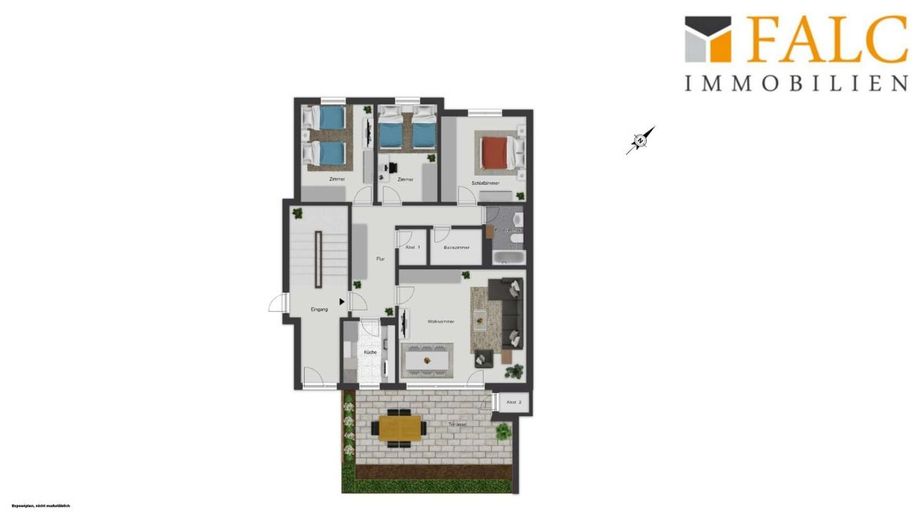 Zwischen Köln und Düsseldorf: Großzügige 4-Zimmer-Terrassenwohnung mit 118 m² und TG-Stellplatz – Grundriss