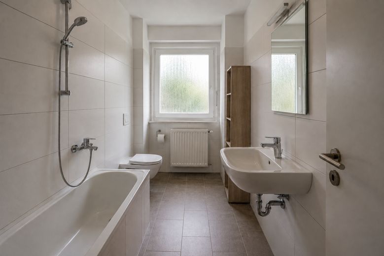Erstbezug nach Sanierung – Möbliertes Zimmer in neuer 3er-WG - 570 € (warm) – Badezimmer