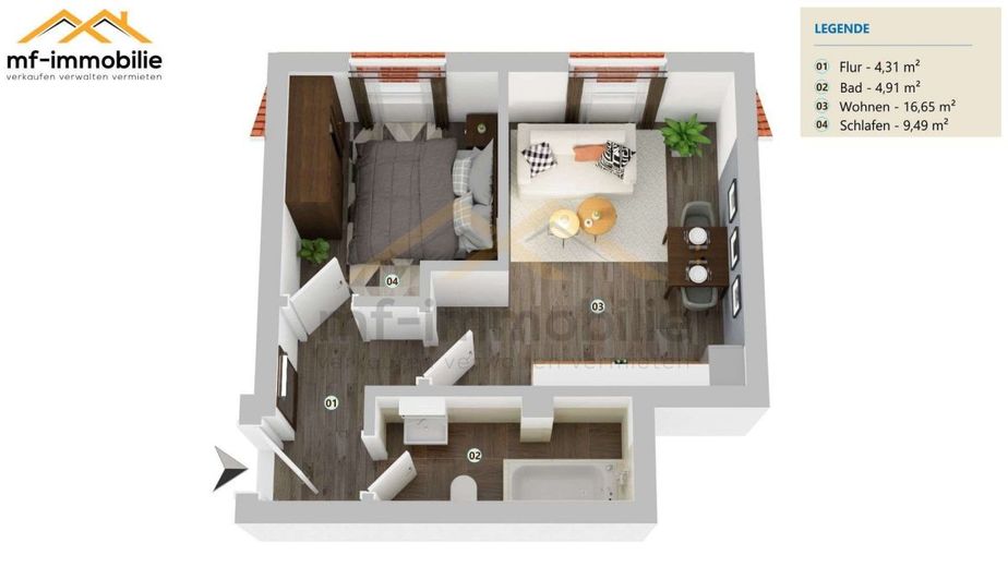 zwei Zimmer Appartement in Mariental 35qm – WE45_1_Grund