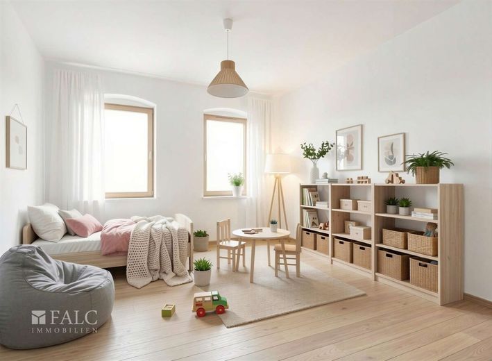 Provisionsfrei! Neuer Preis - viel Platz für Familie, Wohnen und Vermietung – Kinderzimmer - Mögliche Gestaltung nach Renovierung (KI-Visualisierung)