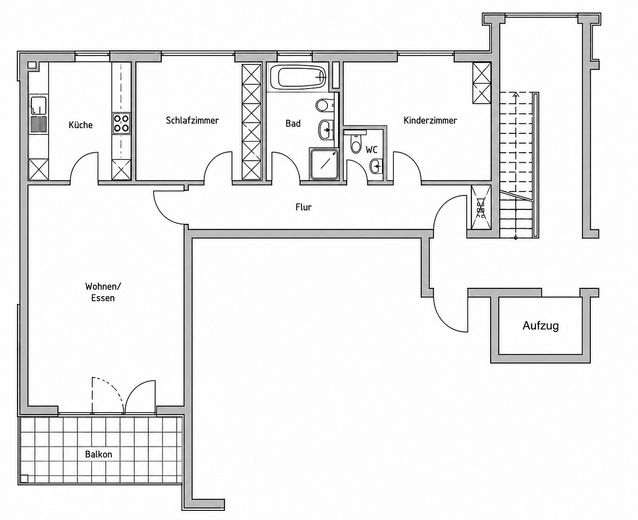 Direkt am Rebstockpark: Helle 3ZW mit Balkon und Fußbodenheizung – Grundriss