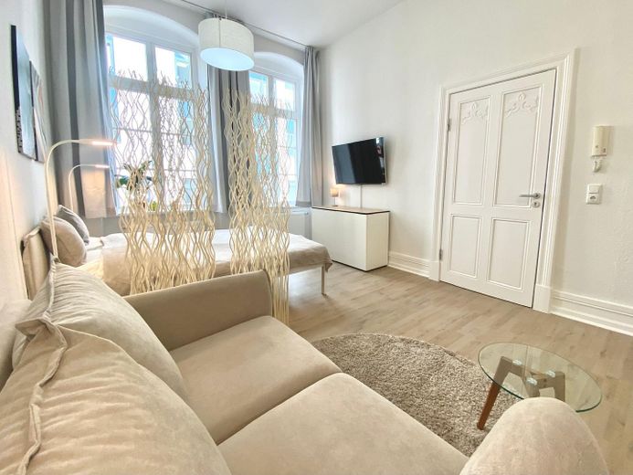Cityappartment in Wismar – Wohn- und Schlafbereich
