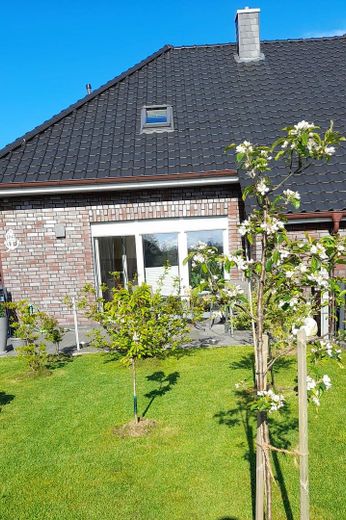 Doppelhaushälfte in der Nähe von Norden/Norddeich zu verkaufen – Frühling Ansicht Westseite