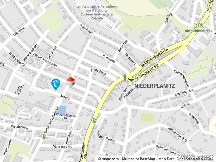 2-Zimmer- Hochparterre-Wohnung, gut geschnitten und in perfekter Lage, zu verkaufen! – Kartenausschnitt
