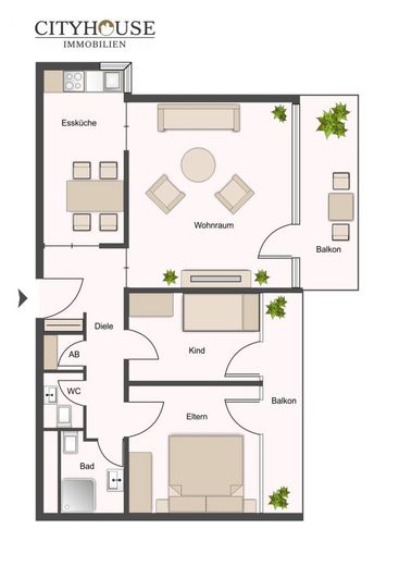 Wohnung 6. OG mit 2 Balkonen