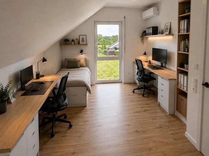 Luxus-Maisonette mit eigenem Eingang | Erstbezug | Klimaanlage | Wallbox | Einbauküche | 2 Bäder – Büro/Kind 3: virtuell möbliert