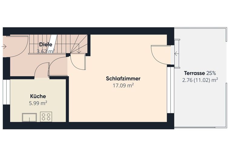 Hastedt | Vermietetes Reihenmittelhaus im beliebten "Klein Mexico" – S&amp;P | Grundriss Erdgeschoss