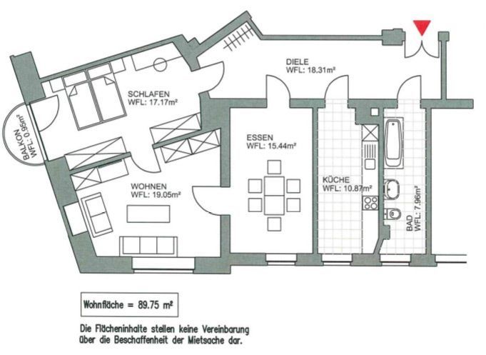 NEUSTADT + 3 RAUM MIETWOHNUNG + ZENTRUMSNAH + AB MAI 2026 – Grundriss
