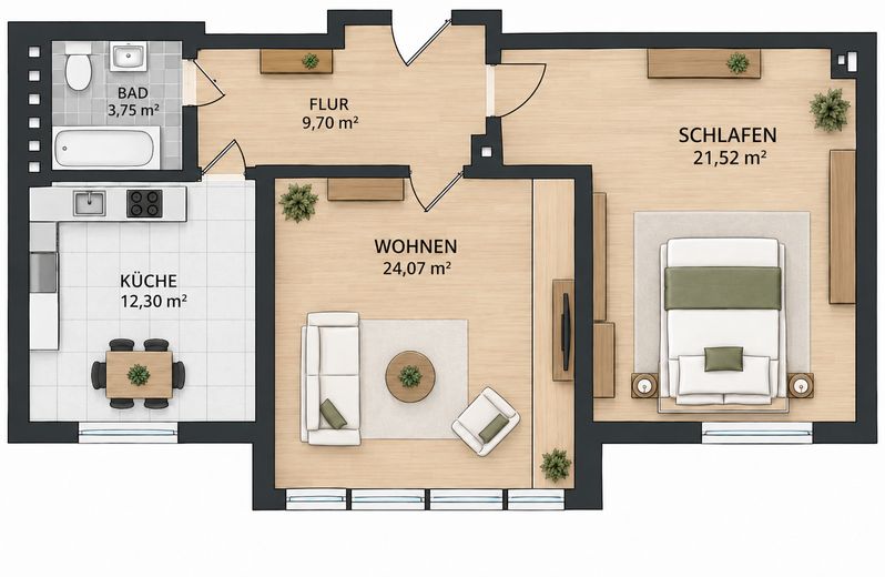 Komisyonsuz, List'in kalbinde – Grundriss