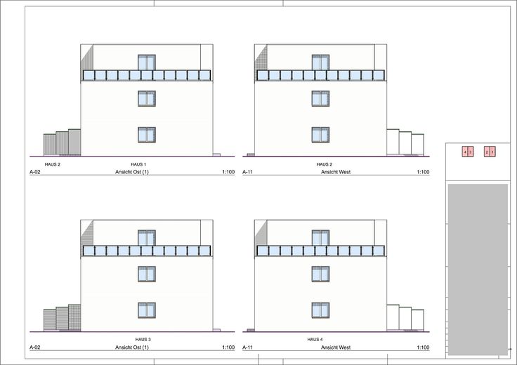 Seitliche Ansichten der Gebäud