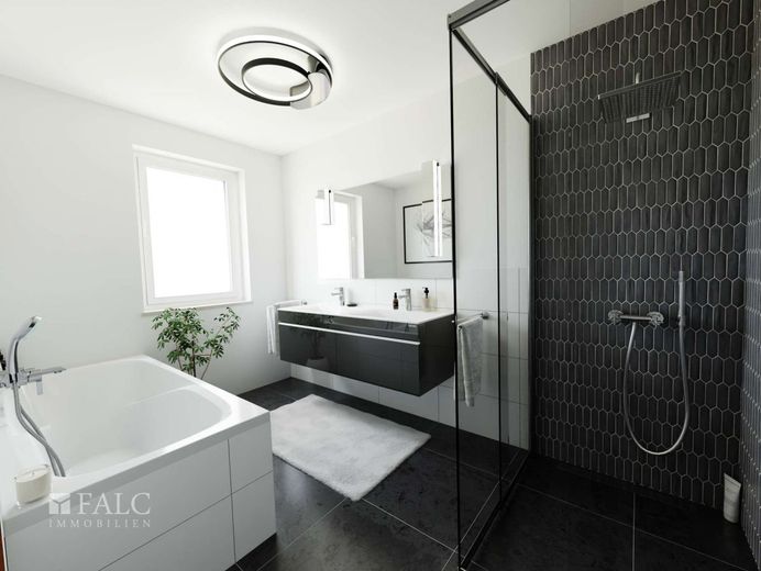 Mach mich fertig! (T)Raum in Roh - Bungalow in Lamspringe – Hauptbad_Visualisierung