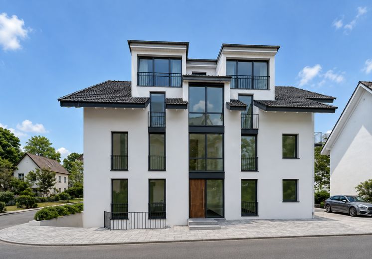 Alternative zum Reiheneckhaus – Terrassenwohnung mit Neubaukomfort – Außenansicht Mehrfamilienhaus