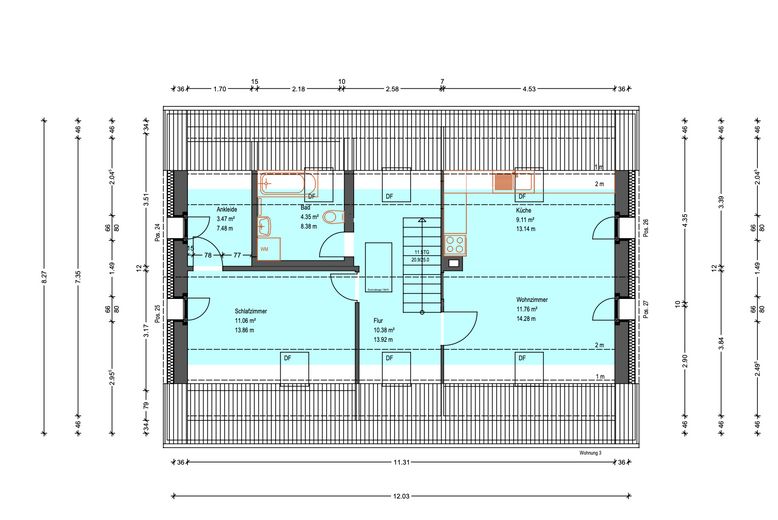 Wohnen wie im Eigenheim: 4,5-Raum-Maisonette im 2-FH, Garten, Erstbezug, Energiesparhaus – Dachgeschoss