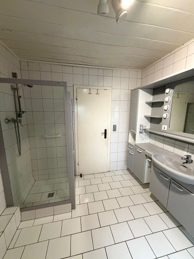 Vielseitiges Mehrfamilienhaus mit 3 Einheiten & attraktivem Baugrundstück – Badezimmer EG