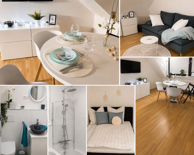 Helle möblierte 1-Zimmer-Dachgeschosswohnung in München-Trudering – Gesamt 