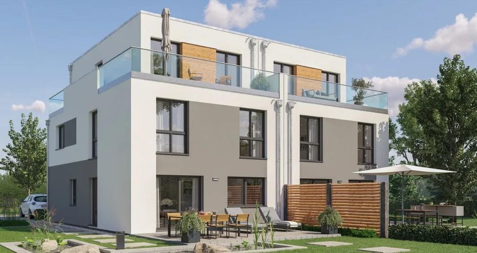 Erschlossenes Baugrundstück in ruhiger Lage mit sehr guter Verkehrsanbindung – Bsp. Doppelhaus Staffelgeschoß