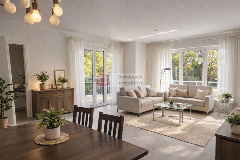 Top!! Gartenwohnung mit 2 Zimmern &amp; TG-Stellplatz – Wohn -/ Essbereich - Virtual Staging