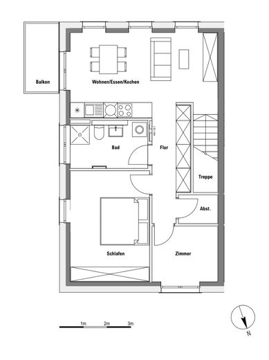 Exclusief 3-kamerappartement met tuin – ideaal voor thuiswerken en ontspannen – Grundriss 63sqm