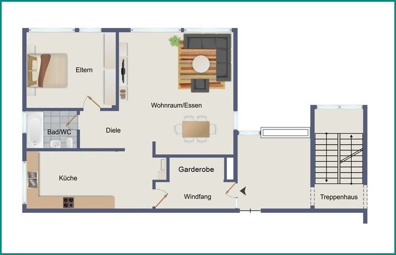2-ZIMMER-EIGENTUMSWOHNUNG IN GUTER LAGE AM STADTZENTRUM VON RADEVORMWALD, PROVISIONSFREI ! – Wohnung im 2. Obergeschoss hinten links