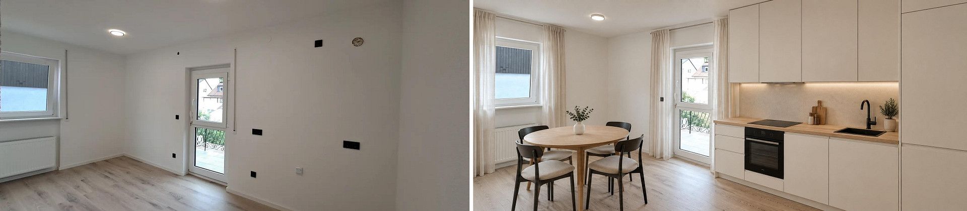 Świeżo wyremontowane/odnowione 3-pokojowe mieszkanie w Gaggenau-Ottenau – KI Möbliertes Beispiel