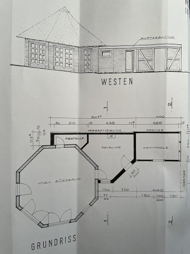 Bau- (Park-) Grundstück mit Tiny House, Carport, Terrassen – Grundriss Tiny House