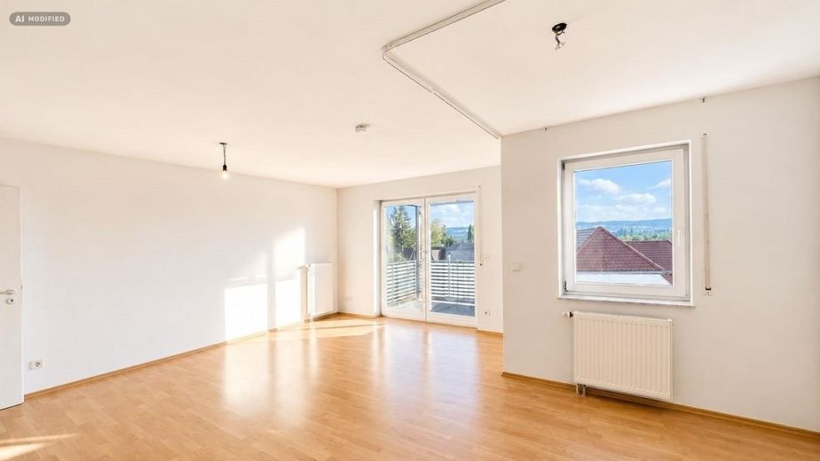 Zonnige 1,5-kamerwoning met balkon op het zuidwesten, inbouwkeuken en lift – Konstanz-Fürstenberg – Wohnbereich 1