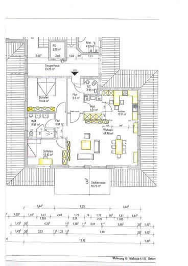 Grundriss der Penthousewohnung