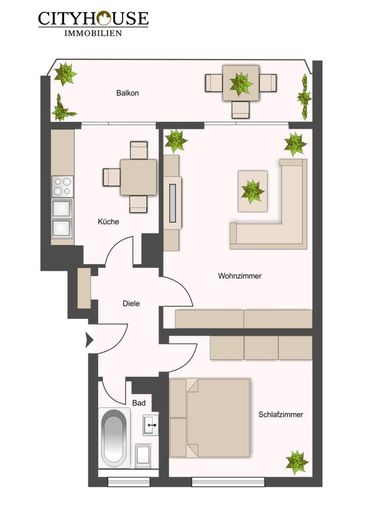 CITYHOUSE: Attraktive 2-Zimmer-Wohnung mit Balkon - ab 09/2026 frei nutzbar – Grundriss