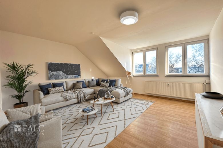 Dachgeschosswohnung mit Stellplatz in ruhiger Lage von Köln-Lövenich – Wohnbeispiel - Wohnzimmer