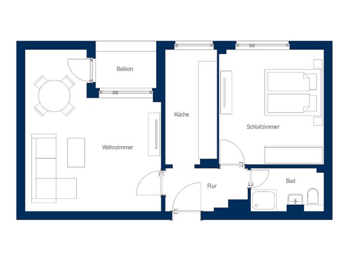 53 m²’de eksiksiz konfor paketi: Ankastre mutfaklı, balkonlu ve otoparklı 2 odalı daire – Grundriss